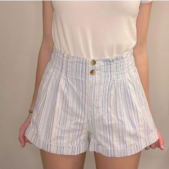 American Eagle Size 2 Blue Striped Paperback Shorts - Picture 1 of 10